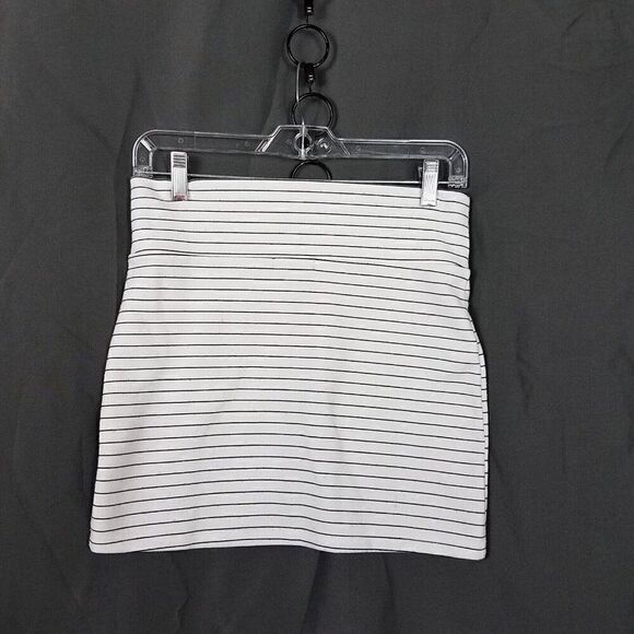 Popular Basics Large Pull Up Striped Black White Pencil Skirt Full Zip Up L - Picture 6 of 12